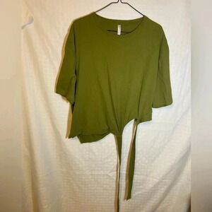 Womens S Fabletics olive t-shirt small Tie Waist